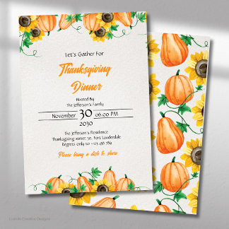 Höstpumpa Thanksgiving-middag Inbjudningar