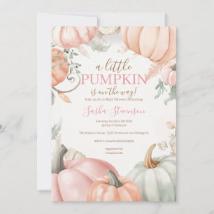 Höstpumpa vattenfärg baby shower inbjudningar