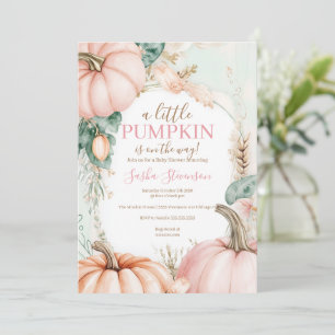 Höstpumpa vattenfärg baby shower inbjudningar