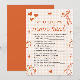 Höstpumpa Vem Känner Mamma Bäst Baby Shower-spel Inbjudningar
