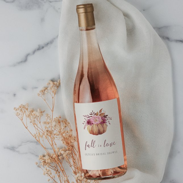 Höstpumpa & vilda blommor "Förälska dig" Vinflaska Etikett (Skapare uppladdad)