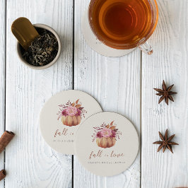 Höstpumpa & Vilda Blommor Höst Bröllopsdusch Underlägg Papper Rund