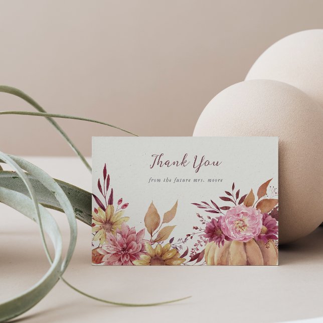 Höstpumpa & Vilda Höstblommor Platt Tack Kort (Skapare uppladdad)