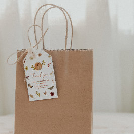 Höstpumpa vildblomma baby shower tackkort presentetikett