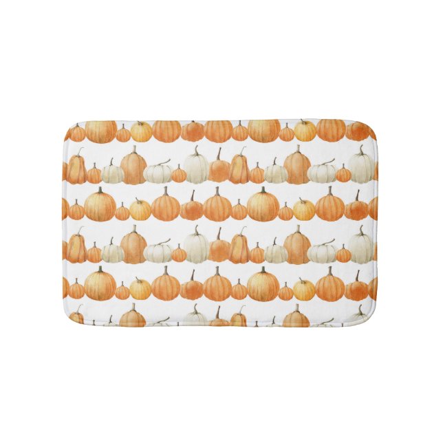 Höstpumpa: Watercolor Illustration Mönster Badrumsmatta (Framsidan)