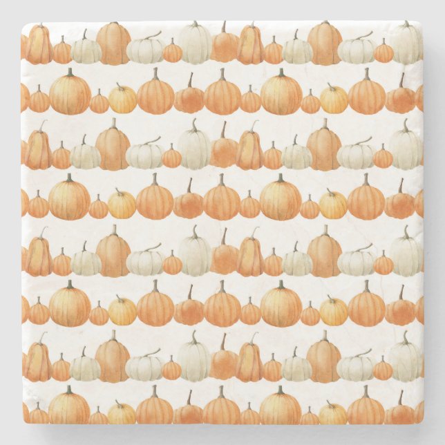 Höstpumpa: Watercolor Illustration Mönster Stenunderlägg (Framsidan)