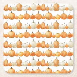 Höstpumpa: Watercolor Illustration Mönster Underlägg Papper Kvadrat