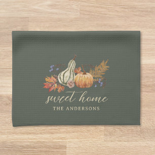 Höstpumpabukett Familjenamn Kökshandduk