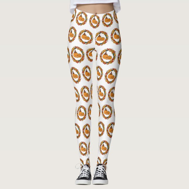 Höstpumpafamiljekrans Leggings (Framsida)