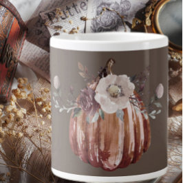 Höstpumpbrun blommigt, terracotta, plumb jumbo mugg