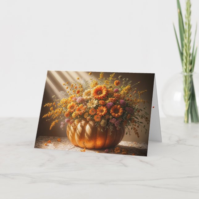 Höstpumpkin Bouquet för födelsedagen Kort (Framsida)