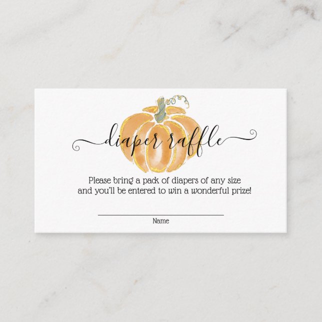 Höstpumpkin Diaper Raffle Watercolor-hölje Tilläggskort (Framsida)