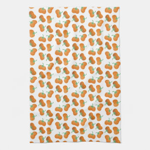Höstpumpkin Mönster Fall Orange Grönt Kökshandduk