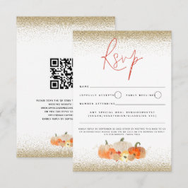 Höstpumpkins Blommigt Glitter Fall Script QR-kod OSA Kort