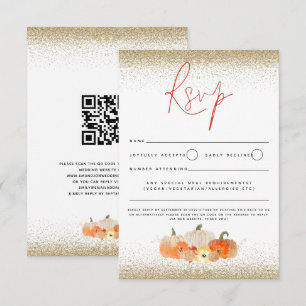 Höstpumpkins Blommigt Glitter Fall Script QR-kod OSA Kort
