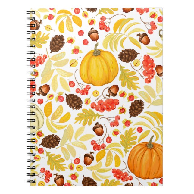 Höstpumpor, akorns, vintagens bakgrund. anteckningsbok (Framsidan)