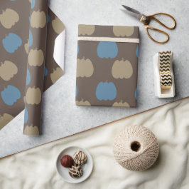 Höstpumpor Blå Beige Boho Presentpapper