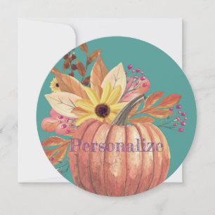 Höstpumpor blommigt teracotta orange och teal inbjudningar