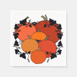 Höstpumpor och löv med spindlar. pappersservett