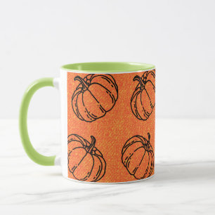 Höstpumpor på orange denim-design mugg