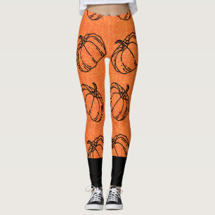 Höstpumpor på orange denimdesign med svart leggings