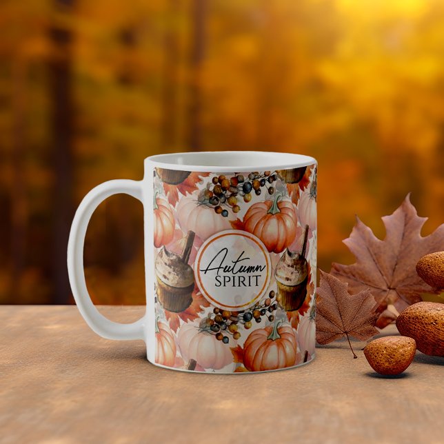 Höstpunktens Mysiga vattenfärg Mönster Kaffemugg (Lovely Autumn colors cozy fall feeling)