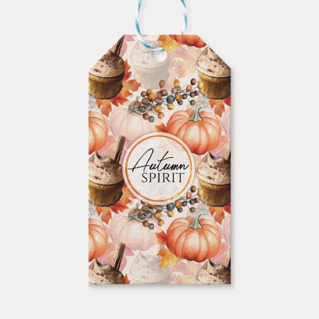 Höstpunktens Mysiga vattenfärg Mönster Presentetikett (Framsidan)