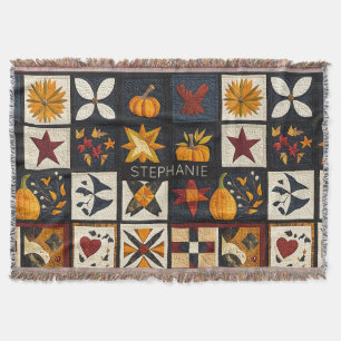 Höstpunktsblock Mönster Rustic Harvest Filt