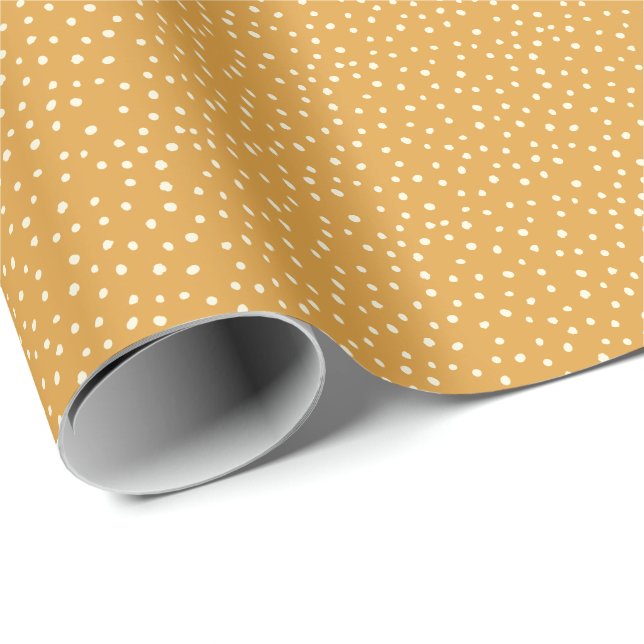 Höstpunktsenapsgult för Höst färger polka Presentpapper (Rullad Hörn)