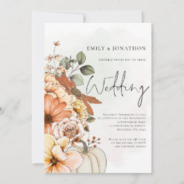 Höstpunktsskript för Blommigt QR-kod Bröllop Inbjudningar