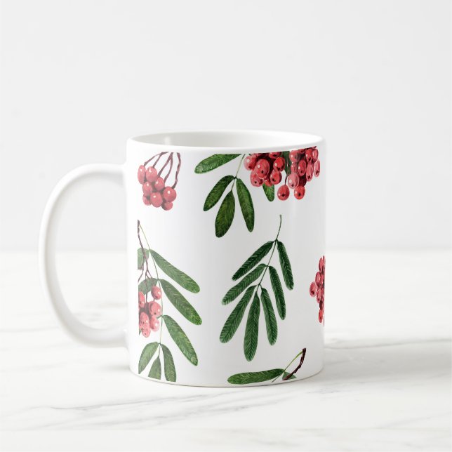 Höstraka, ljusa vattenfärgsbakgrund. kaffemugg (Vänster)