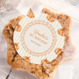 Höstrandiga små pumpa baby shower-dekal runt klistermärke