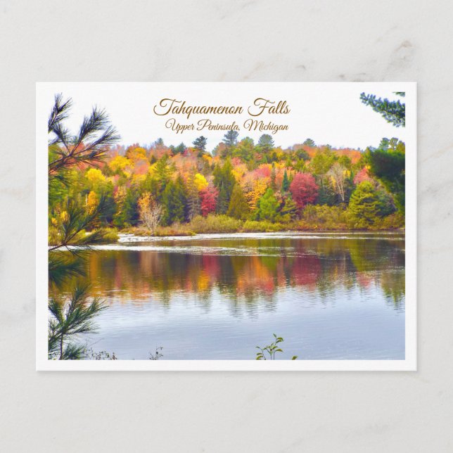 "HÖSTREFLEKTIONER VID TAHQUAMENON FALLS, MICHIGAN VYKORT (Framsida)