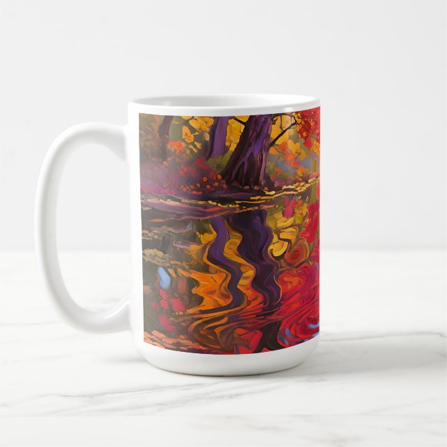 Höstreflektionsdamm Impressionistisk Kaffemugg (Vänster)