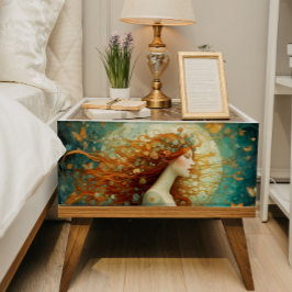 Höströdhårig kvinna med Butterflies Decoupage