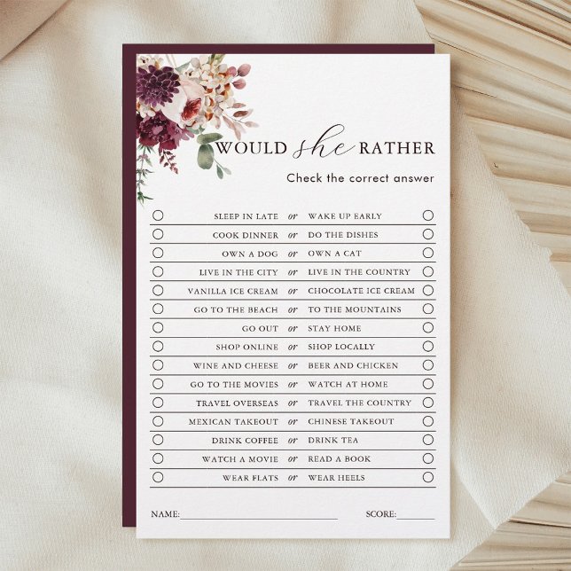Höstromantik Blommig Would She Rather-lek  (Skapare uppladdad)