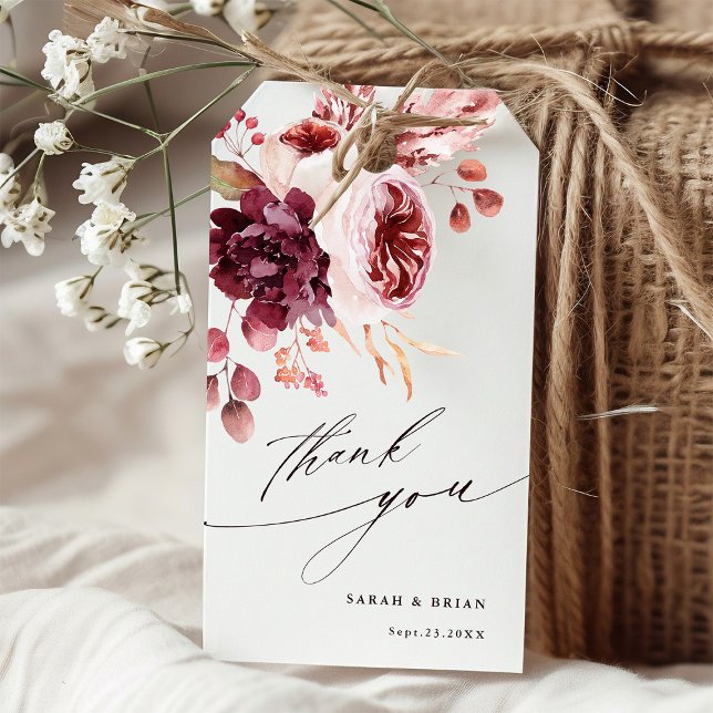 Höstromantik Elegant Akvarell Blommig Tacksamhet Presentetikett (Skapare uppladdad)