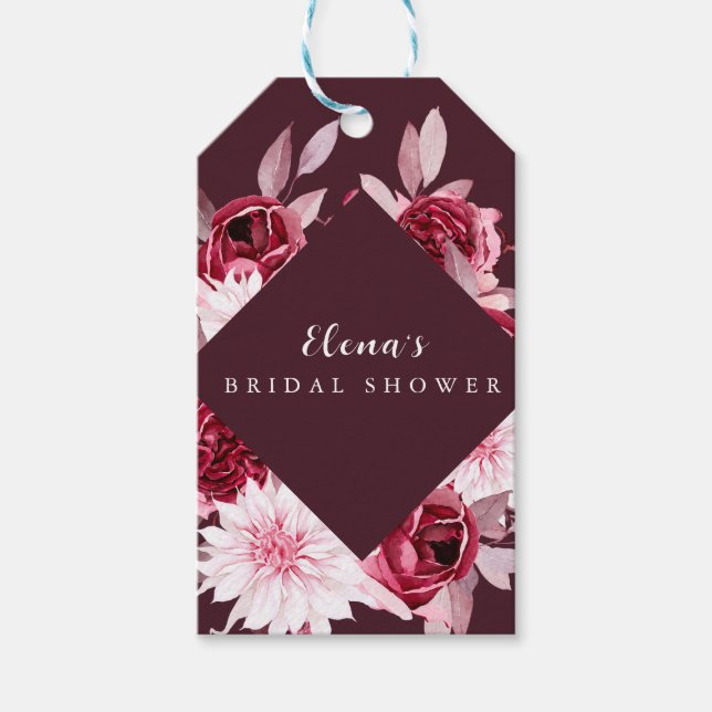 Höstromantik Guld ram Floral bröllopsdusch Presentetikett (Framsidan)