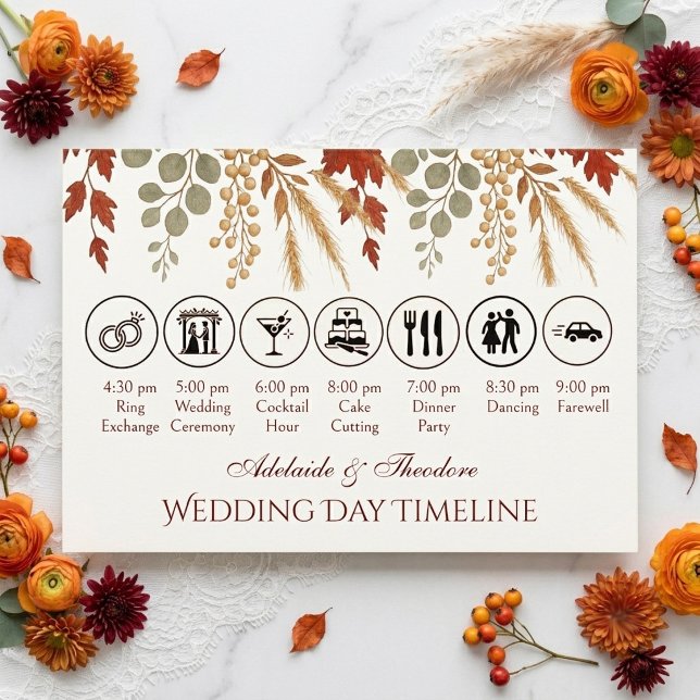 Höstromantik Höstlig Lycka | Elfenbensfärgad Burgu Tilläggskort (Fall Romance Autumn Bliss | Ivory Burgundy Wedding Enclosure Card)