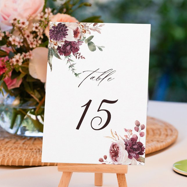 Höstromantisk blomsterbröllopsbord Nummerkort Inbjudningar (Skapare uppladdad)
