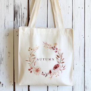 Höstromantisk blomsterkrans Personlig Totebag Tygkasse