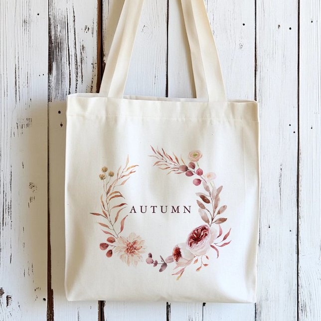 Höstromantisk blomsterkrans Personlig Totebag Tygkasse (Skapare uppladdad)