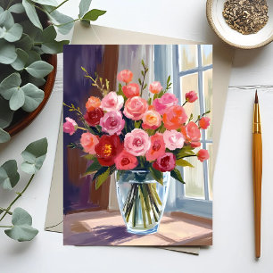 Höstrosbukett Blommor Höst Vykort
