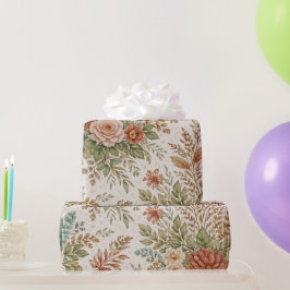 Höstrosenträdgårdsblommig Mönster Presentpapper