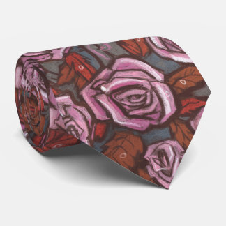 Höstrosor Retro Blommönster Rosa Grått Brunt Slips