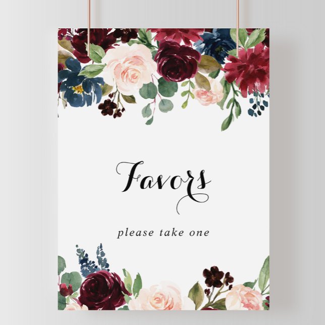 Höstrustik Burgundy Kalligrafi Gåvor Skylt (Skapare uppladdad)