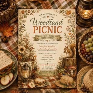 Höstrustik skördefest i skogen Picknick  Inbjudningar
