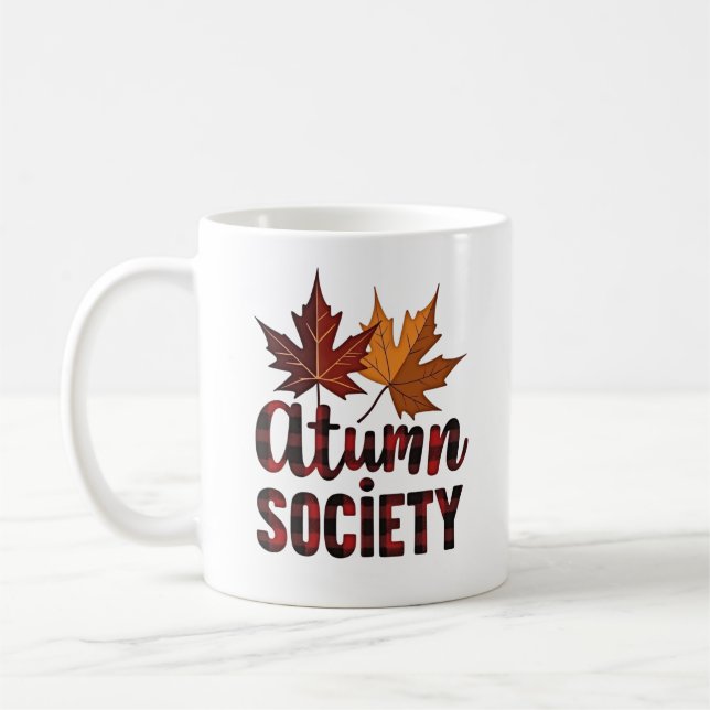 Höstsamhällets Lönnlöv Höst Säsongsdesign Kaffemugg (Vänster)