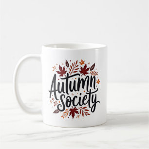 Höstsamhällets rustika blad typografi höst kaffemugg