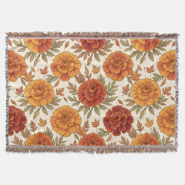 Höstsammetblomma blomster mönster filt (Framsidan)